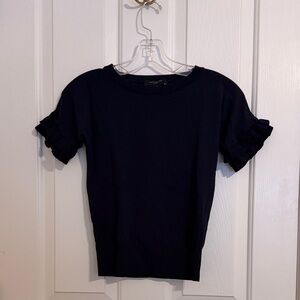 Ann Taylor Midnight Blue Ruffle Sleeve Top